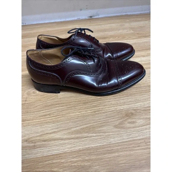 Alfred Sargent Made In England "Monroe" Burgundy Captoe Oxfords Shoes Men's 10D - Picture 4 of 7